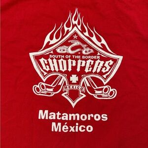 Vintage “South‎ Of The Border Choppers Mexico” Men’s Red T-Shirt Sz XL Matamoros